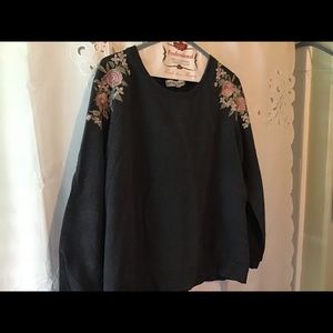 Dark Gray Sweatshirt with flowers